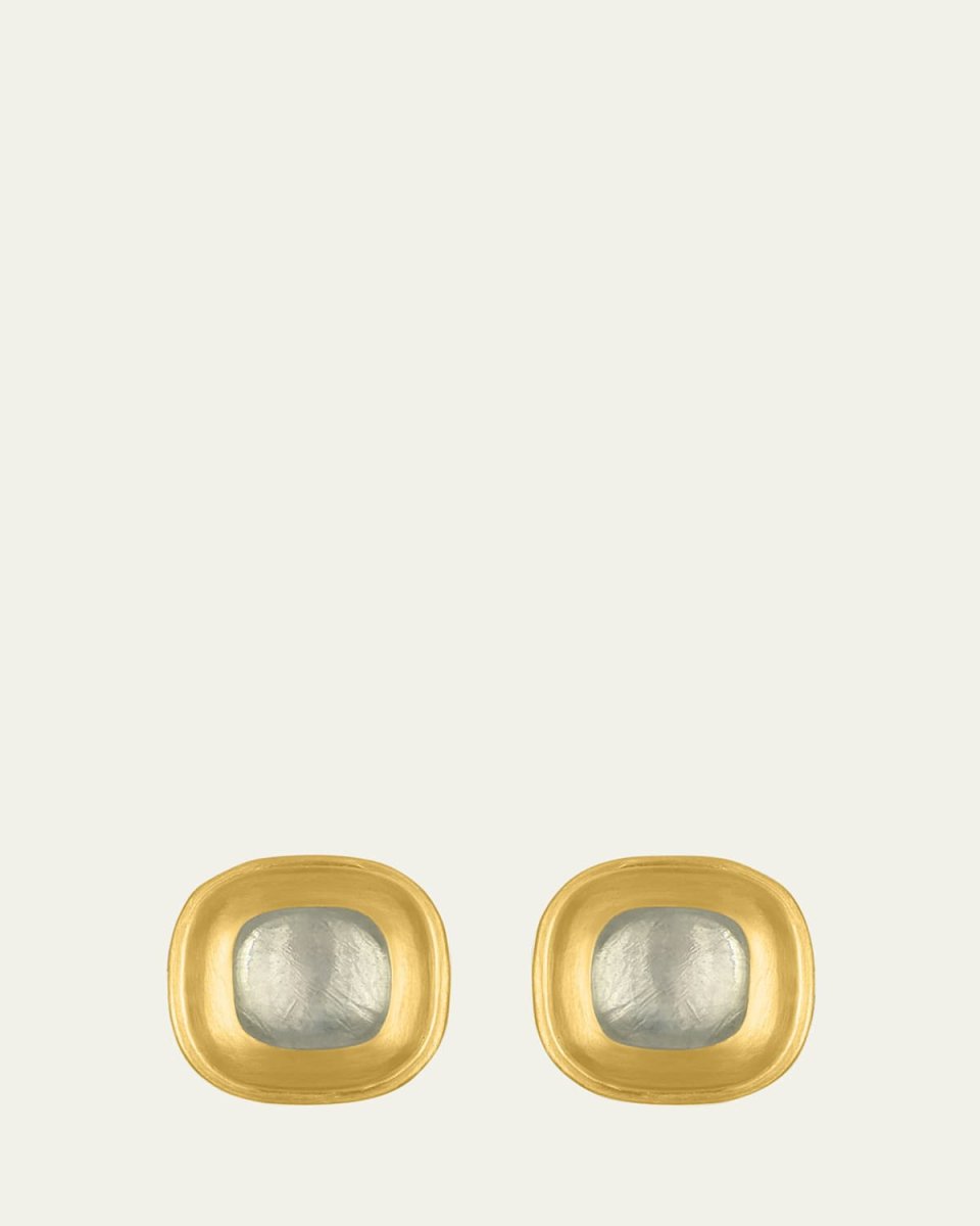 Mango Moonstone Cushion Capsa Stud Earrings